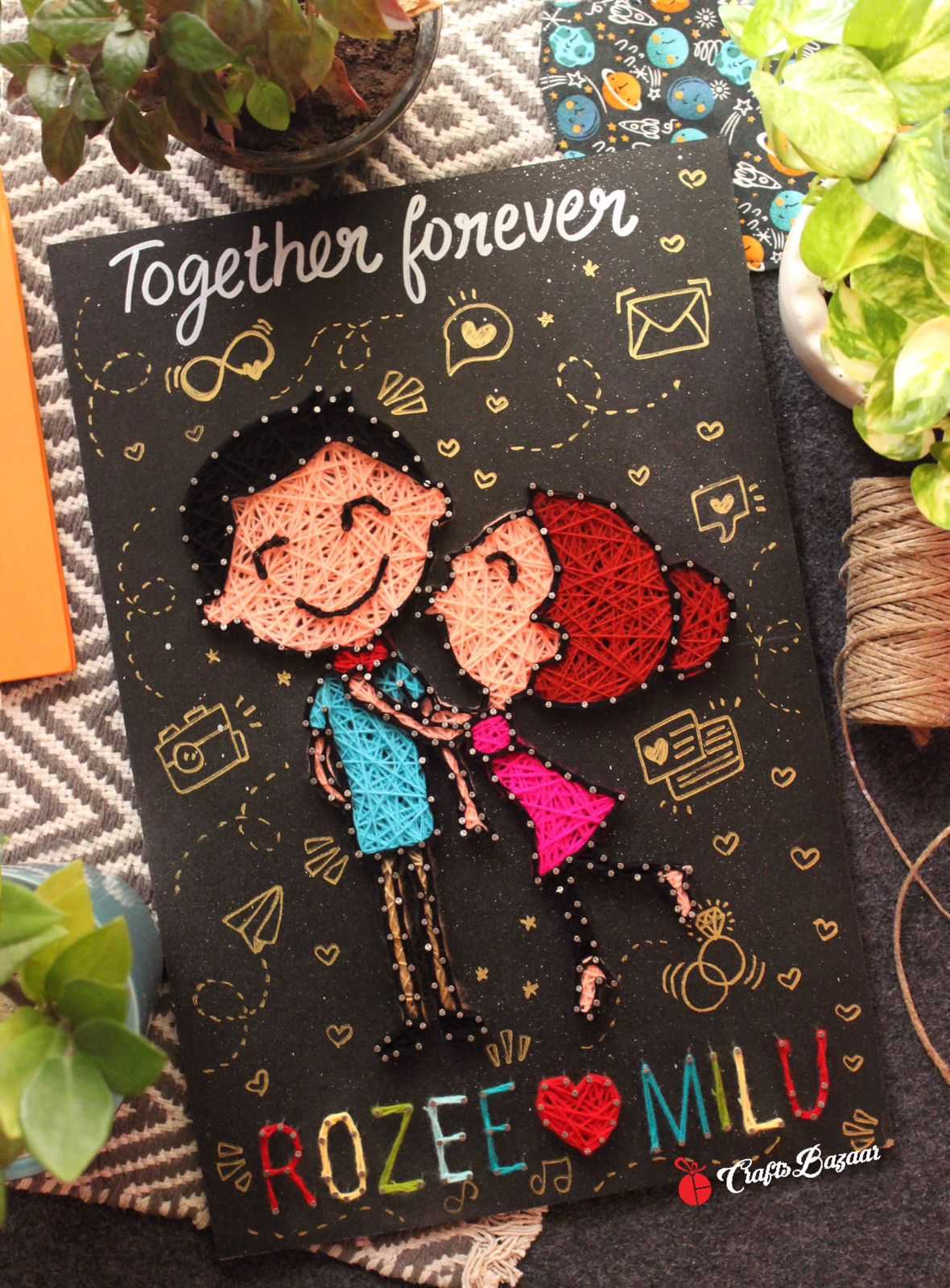 The Fun of Love - Illustration Couple String Art - Craftsbazaar