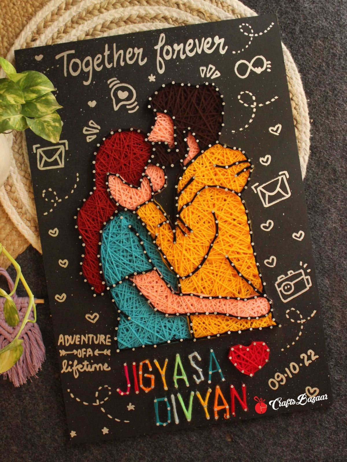 The Kiss of Love- Illustration Couple String Art - Craftsbazaar