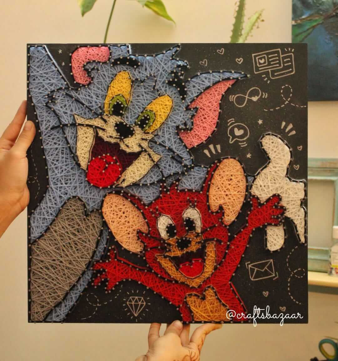 Tom And Jerry Heya String Art - Craftsbazaar