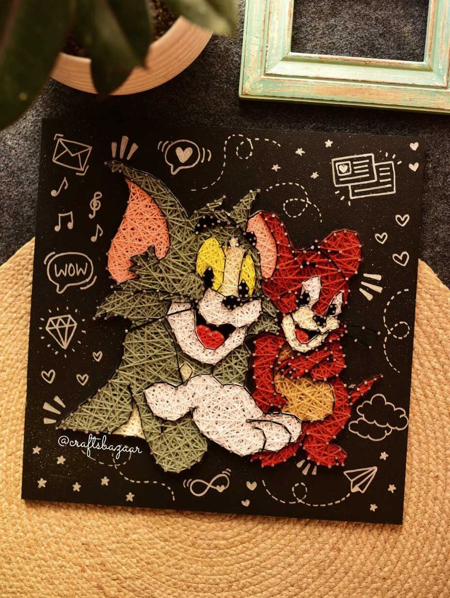 Tom And Jerry Show String Art - Craftsbazaar