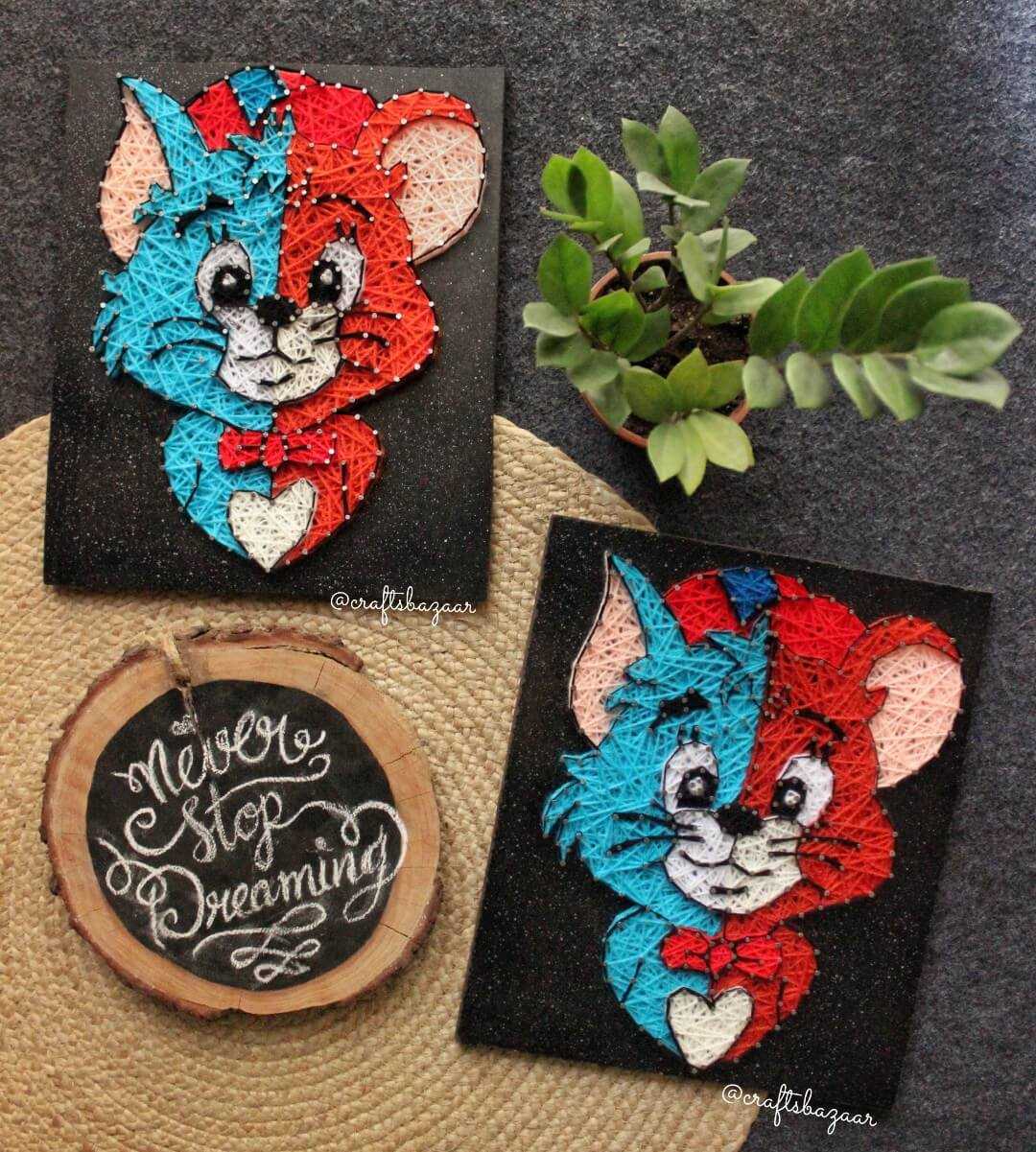 Tom & Jerry Never Apart String Art - Craftsbazaar