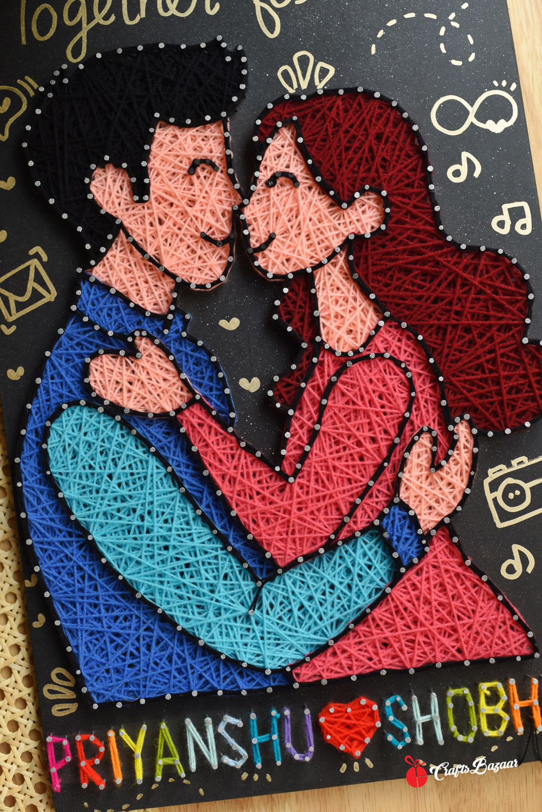 Together forever Love- Illustration Couple String Art