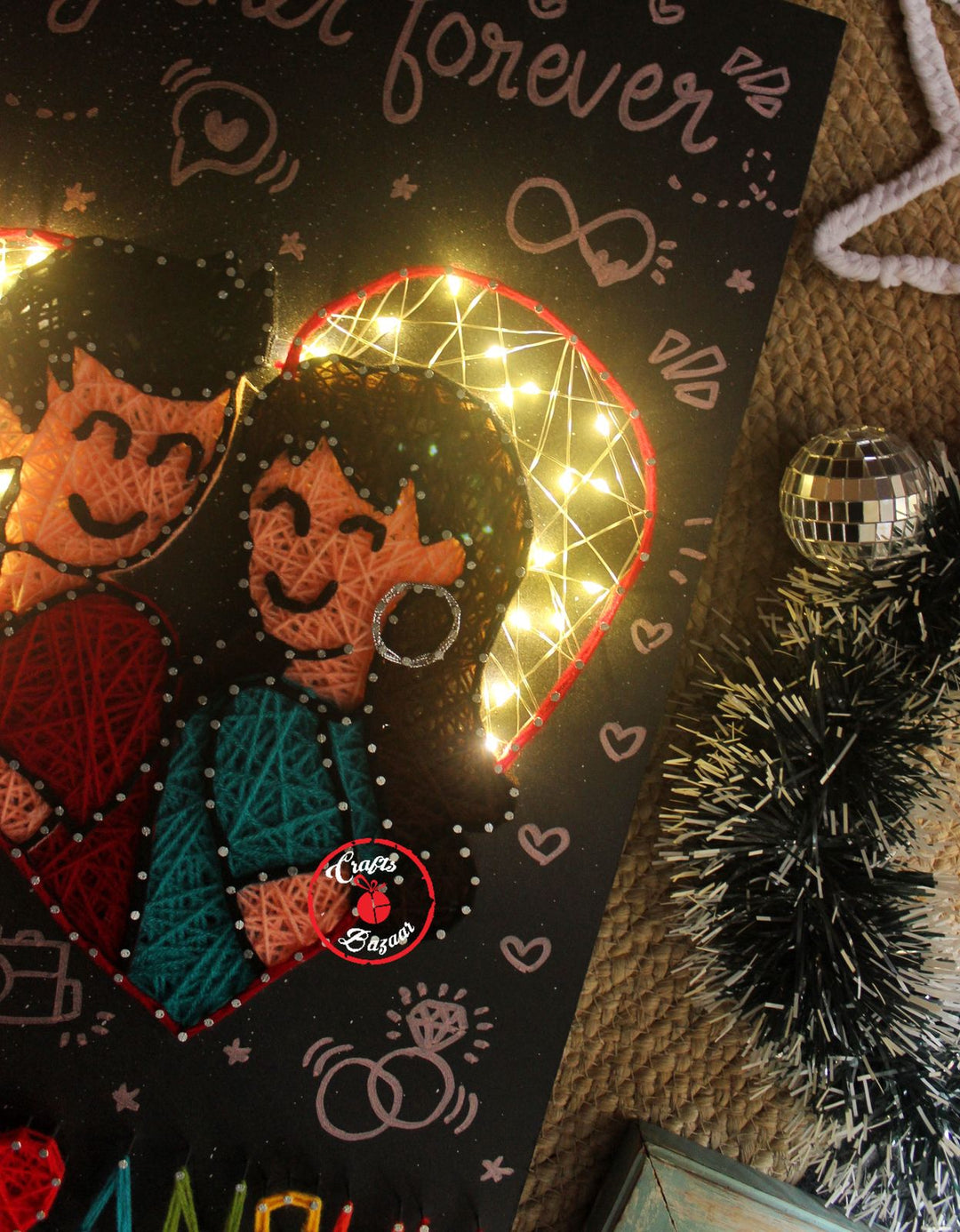 Forever love- Couple String Art with lights