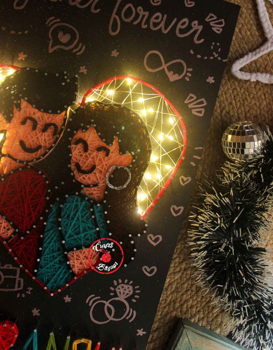 Forever love- Couple String Art with lights - Craftsbazaar