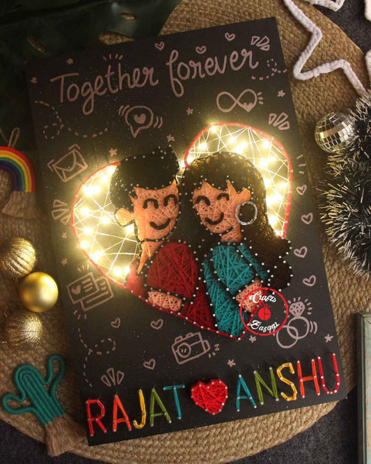 Forever love- Couple String Art with lights - Craftsbazaar