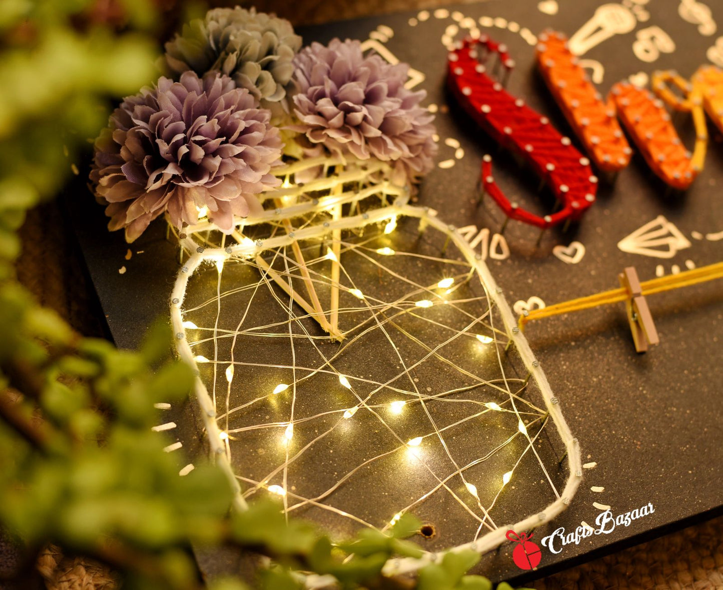 Customised Name string Art with Light Jar