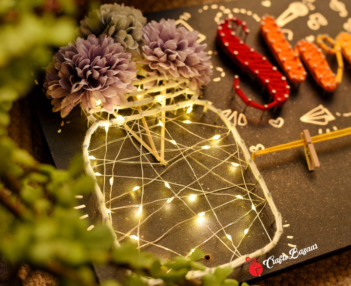 Customised Name string Art with Light Jar
