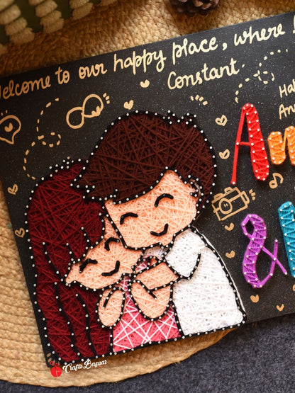 My Companion- Couple Illustration with Names String Art wall décor