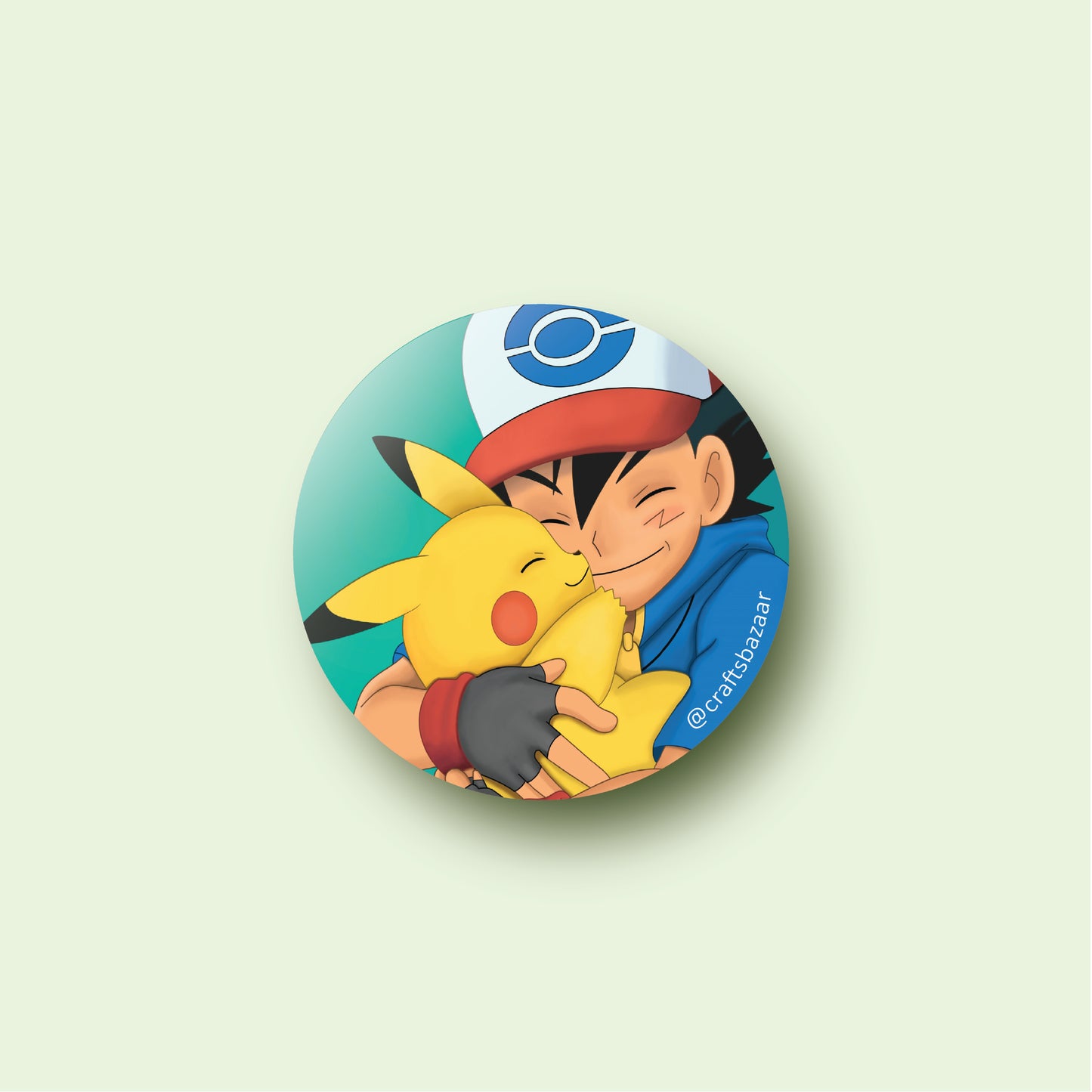 Pikachu and Ash Button Badge