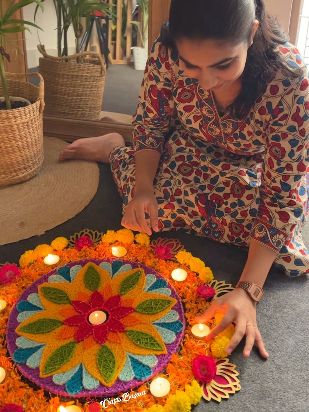 Colorful Rangoli String Art - Indian Festive Décor