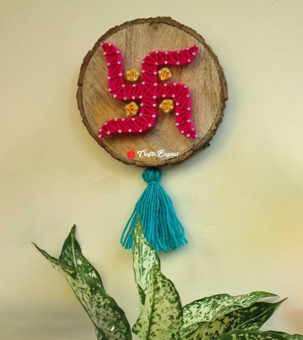 Om and Swastik Symbol String Art Wall Hanging-Festive Décor